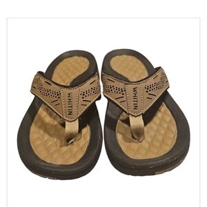 WHITIN Tan and Black Sandals with Textured Footbed​